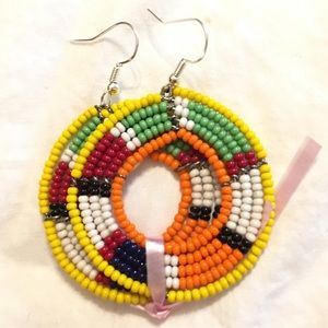 African Handmade Beaded Hypoallergenic Earrings
